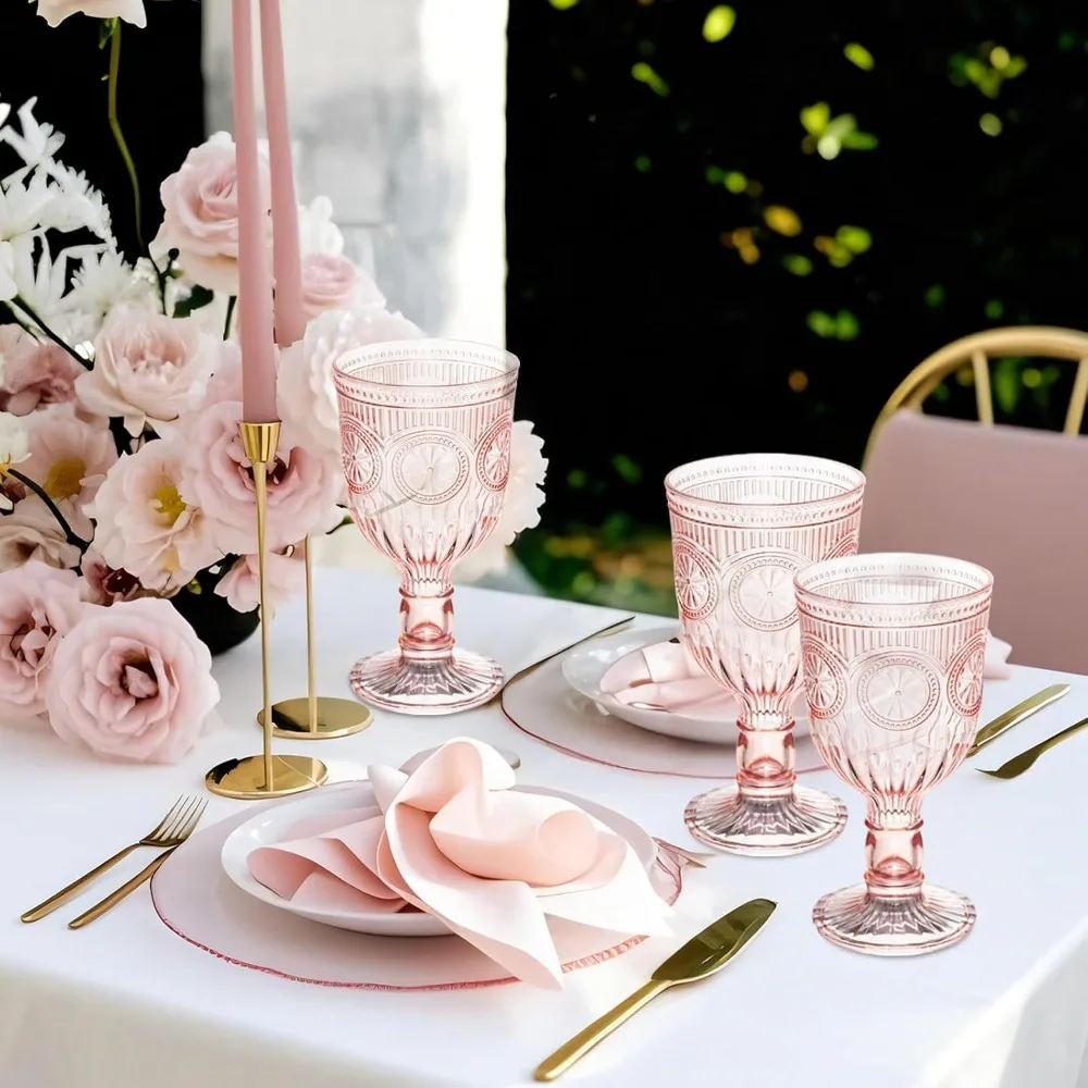 

Винтажные пластиковые бокалы для вина на 12 унций, небьющиеся бокалы с цветочным тиснением для свадебной вечеринки, бара