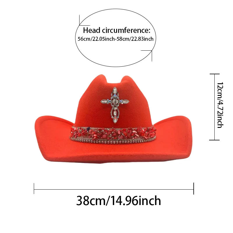 Disco Beach Cowboy Hat Rhinestone Woman for Cowgirl Costume, Party Hats, Rave Festival Accessories view 5