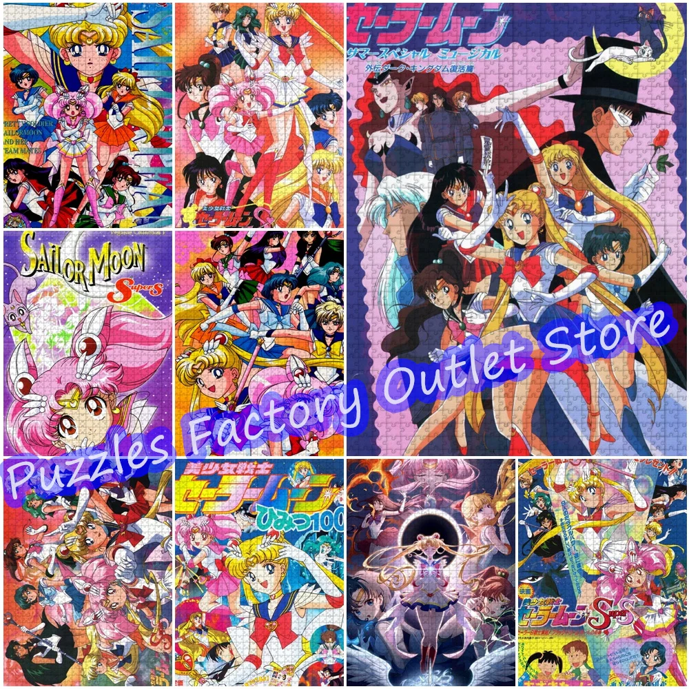 Sailor Mercury Sailor Mars Sailor Moon 300/500/1000 sztuk Puzzle japońska piękna dziewczyna intelektualne zabawki puzzle dla dzieci