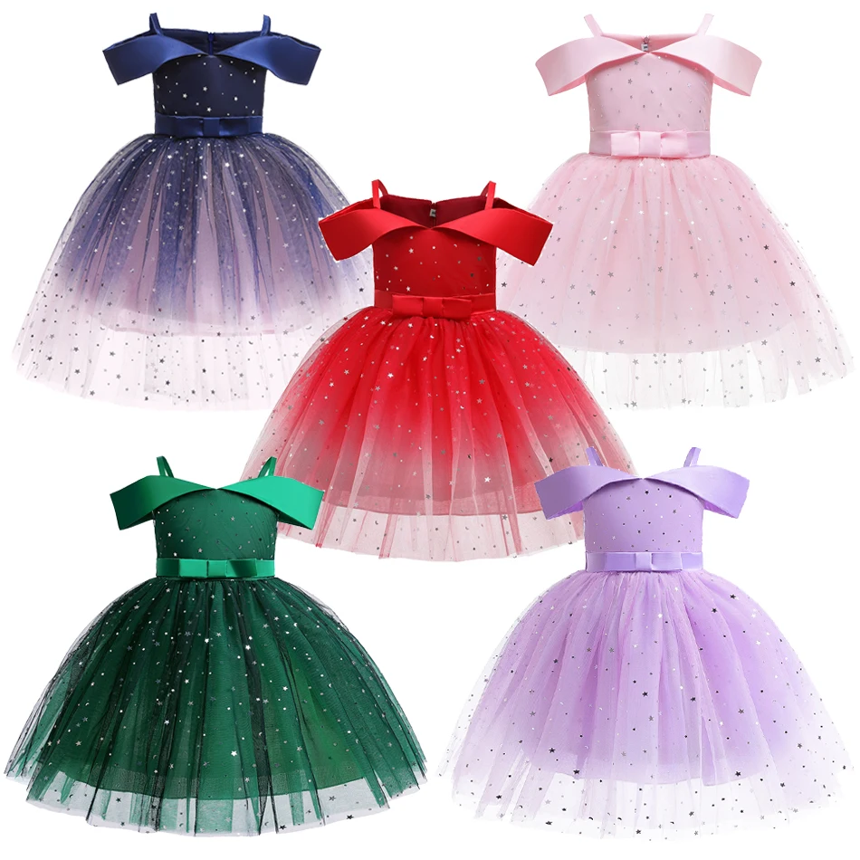 

Сетчатое платье Эльзы с блестками и звездами для девочек, детские блестящие платья без рукавов, очаровательное платье принцессы для дня рождения, Хэллоуина, карнавала, маскарада, вечеринки