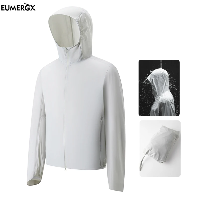 

EUMERGX Men's Women's Enhanced Waterproof Windbreaker Summer Waterproof Sun Protection Jacket Hiking Mountaineering Rain Coat