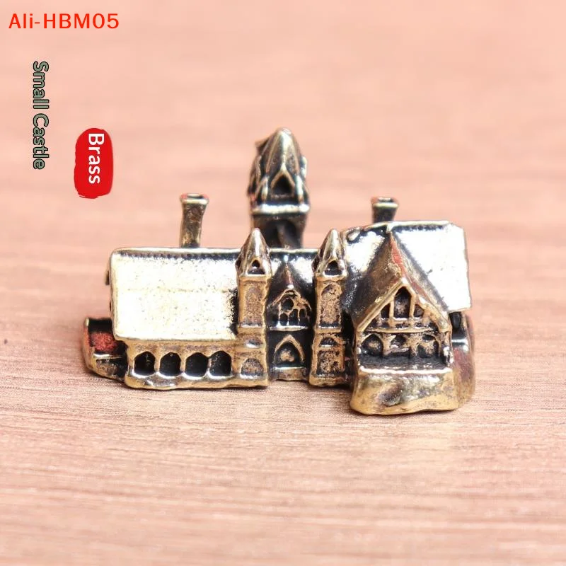Brass Small House Architecture Miniatures  Castle Craft Figurines for Micro Landscape DIY Fairy Garden Ornament Home Decor