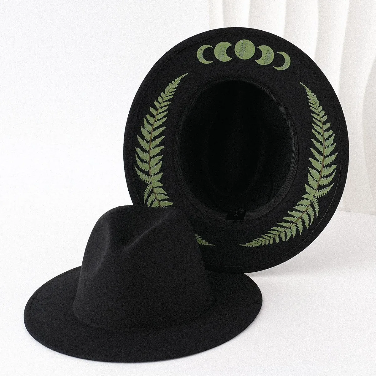 

Черные фетровые цилиндры HongLuan, ковбойская шляпа Fedora Green с тремя листами клевера для женщин, ковбойские аксессуары и кепки для вечеринок для мужчин, оригинальные