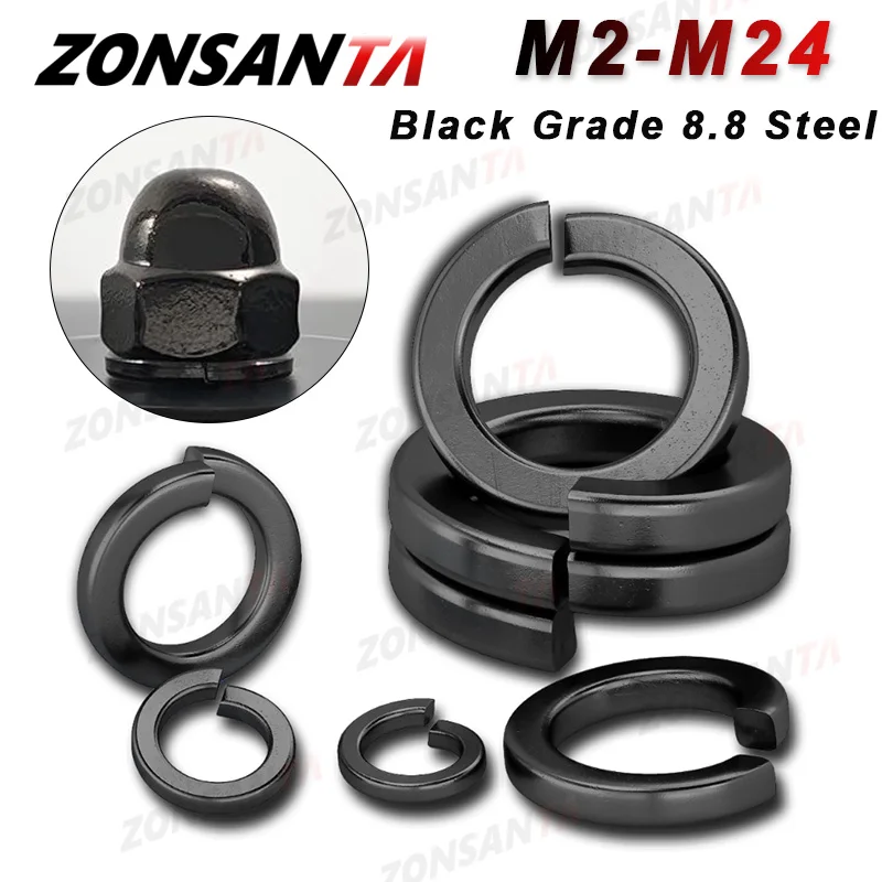 M2 M2.5 M3 M4 M5 M6 M8 M10 M12 M14 M16 M18 M20-M24 DIN127 GB93 Black Grade 8.8 Steel Spring Washer Split Lock Elastic Gasket