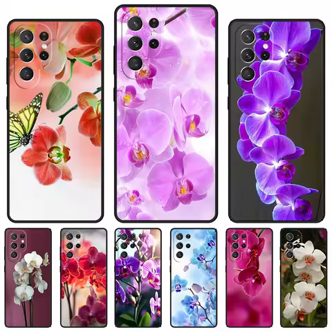 Orchid Flowers Colorful phone case For Samsung Galaxy S24 S23 S22 Ultra Note 10 20 Plus S8 S9 S10 S20 S21 FE Cover