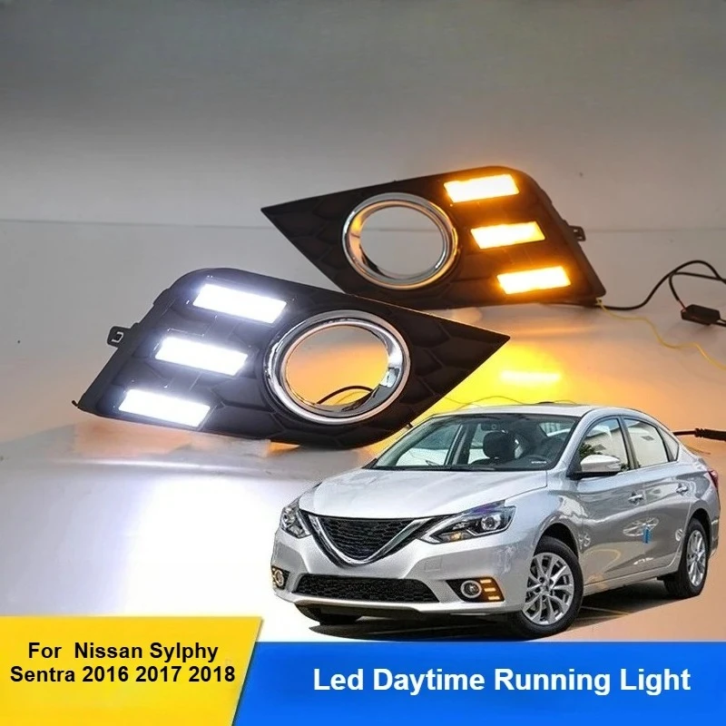 

For Nissan Sylphy Sentra 2016 2017 2018 Led Daytime Running Light Front Fog Lamp Flowing Turn Signal Light Decorative Light