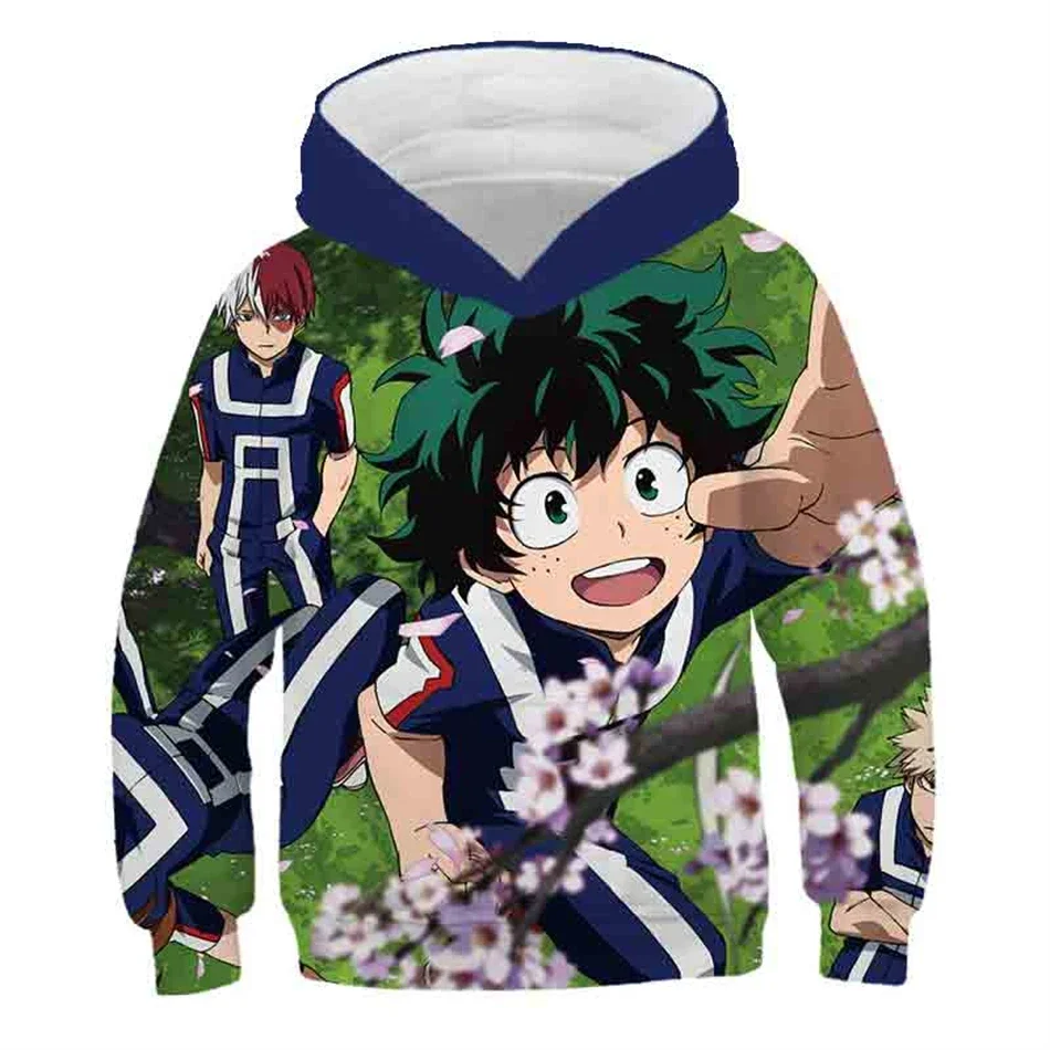 4-13Y Children My Hero Academia Cosplay Todoroki Anime Hoodies Himiko Toga Boy Girl Hooded Sweatshirts Boku No Izuku Midoriya