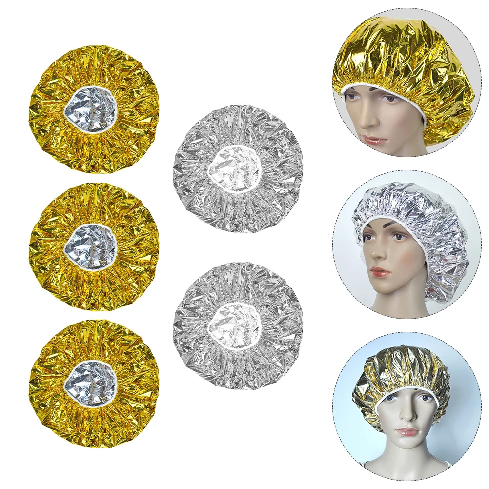 

5pcs Deep Conditioning Aluminum Foil Hat For Hair Coloring Treatments Heat Therapy Salon Spa Home Use Baking Oil Hat Hair