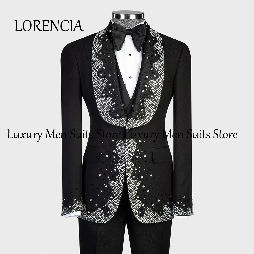 

Элегантные мужские костюмы со стразами, комплект из трех предметов, однобортный вечерний смокинг, пиджак, брюки по индивидуальному заказу, roupas masculinas