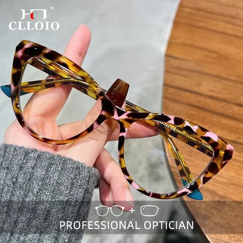 CLLOIO, gafas ópticas graduadas con forma de ojo de gato para mujer, gafas de lectura antiluz azul, gafas personalizables para miopía e hipermetropía