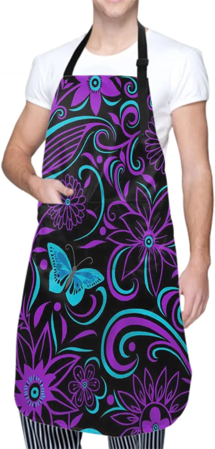 Artist Apron with Pockets Art Bib Apron Abstract Aprons for Women Men Watercolor Aprons Smocks Adjustable