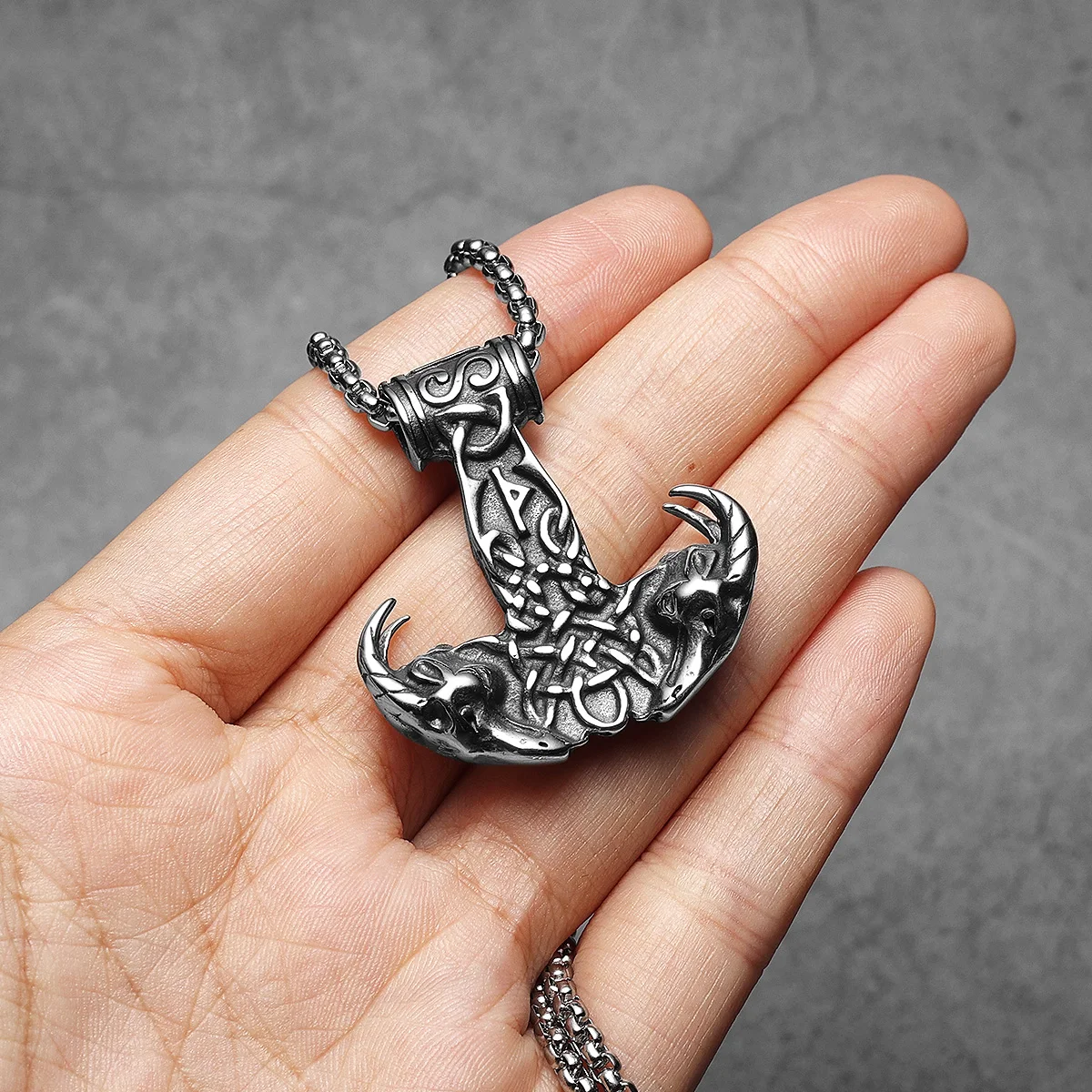 Viking Thor's Mount Men Necklaces With Pendant Stainless Steel Jewelry For Male Women Punk Hip Hop Accessories Gifts Wholesale