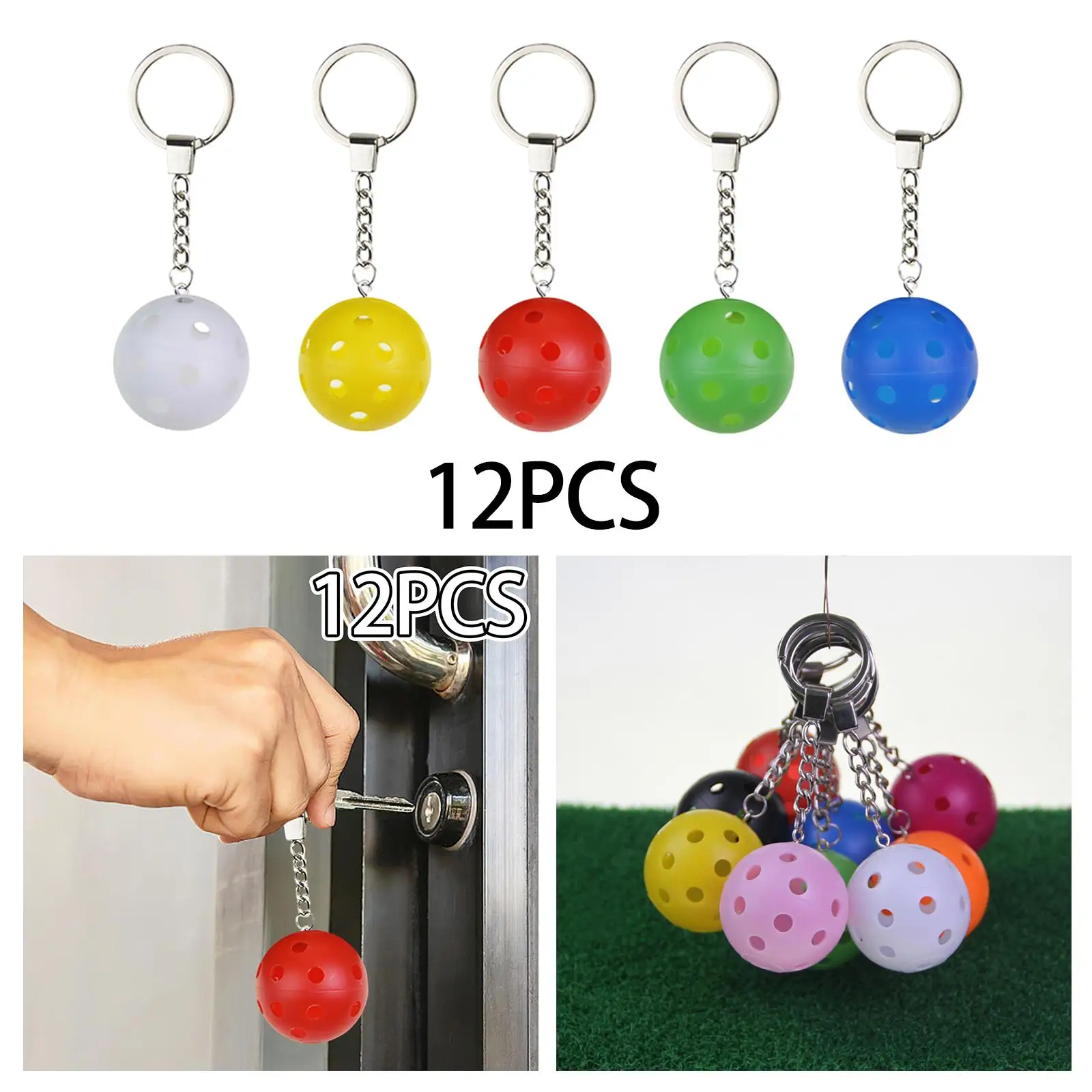 12Pcs/Set Pickleball Keychain Bag Pendant for Luggage Tags Purse Accessories Car Keychain Key Holder Pickleball Lovers Gifts