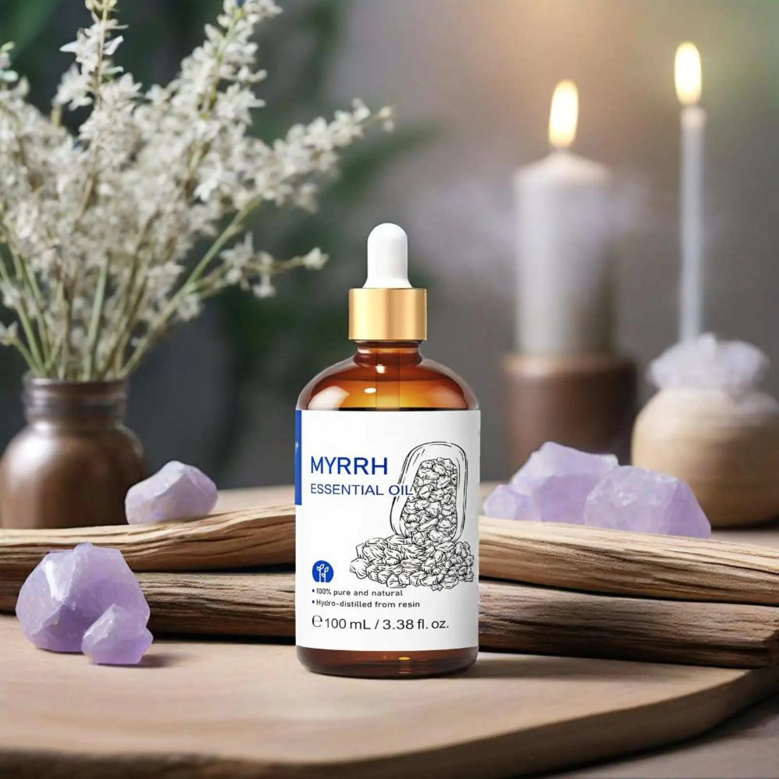HIQILI 100ML Vanilla/Rose/Basil/Jasmine/Rosemary，Essential Oils for Diffuser Humidifier Aromatic Oil for Candle/Soap Making