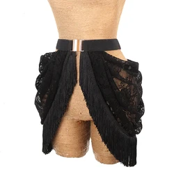 2023 Latin Dance Clothes Black Lace Tassel Belt Girdle Latin Dancing Performance Accessories Women Elastic Waist Band DNV18883