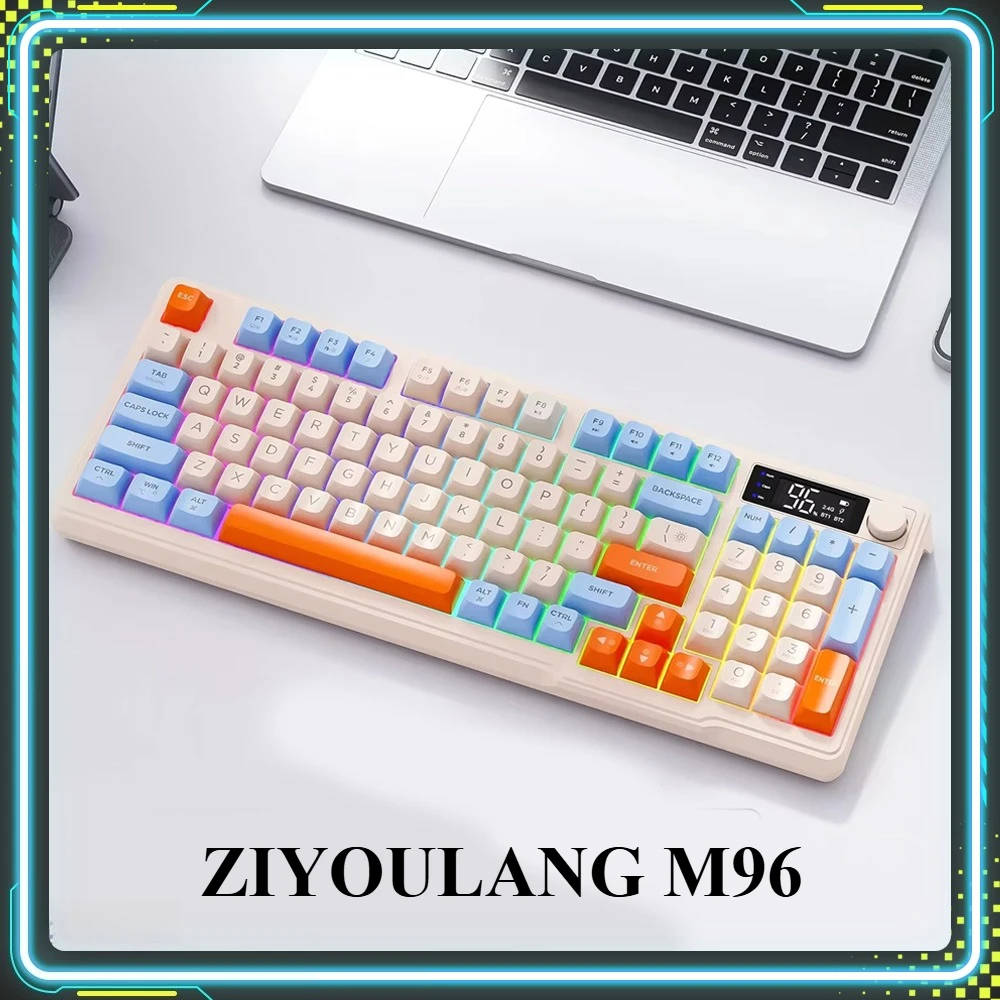 

Ziyoulang M96 Gaming Keyboard Russian English Electronic Screen Wireless Bluetooth Dual-Mode Custom Keyboard PC Office Gifts