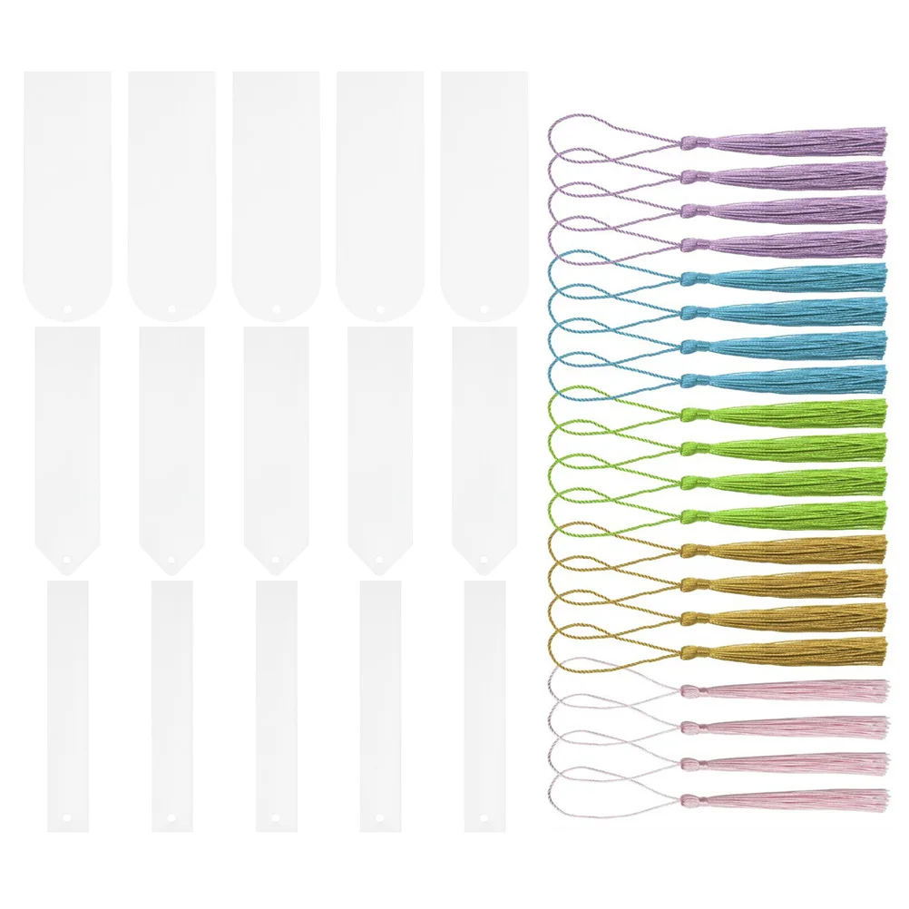 

1 set Acrylic Bookmarks Clear Blank Tassel Tabs Creative Diy Gifts Page Markers Students School Supplies Lovely Pendants Teacher