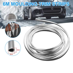 6M Car Door Chrome Moulding Trim Strip Edge Scratch Guard Protector Cover Strip Roll Chrome Styling Moulding Trim Strip Bumper