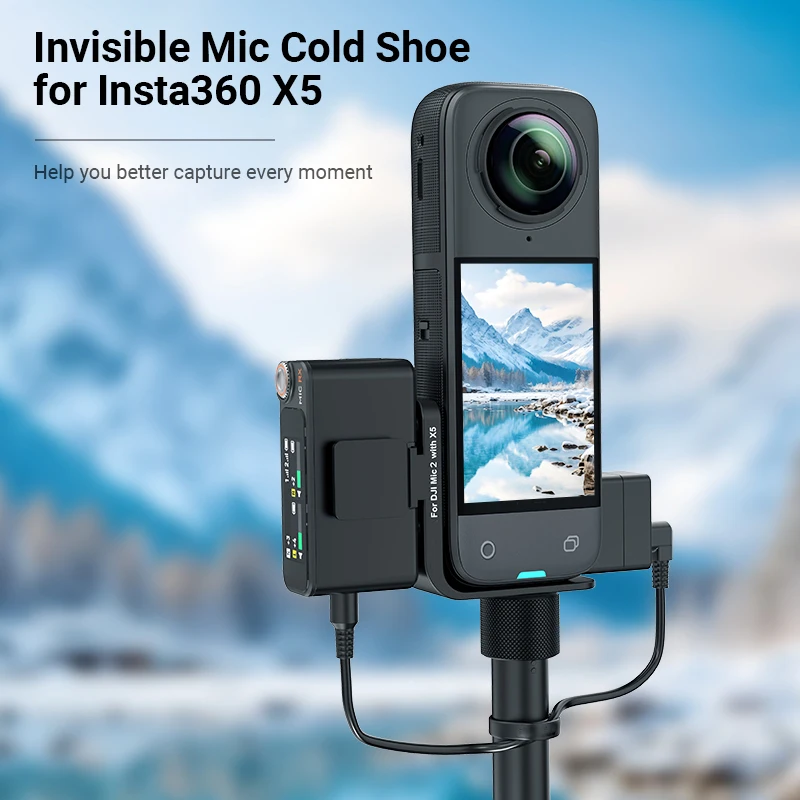 

For Insta360 X5 Cold Shoe Mount For dji Mic 2 Receiver Audio Holder Bracket Adapter for Insta 360 X5 Accessories