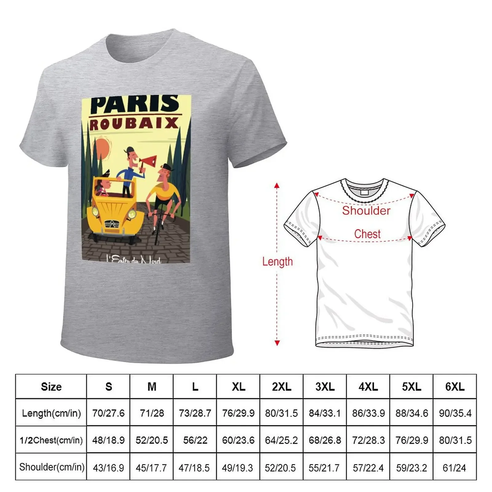 Paris-Roubaix poster T-shirt anime customizeds heavy weight t shirts for men