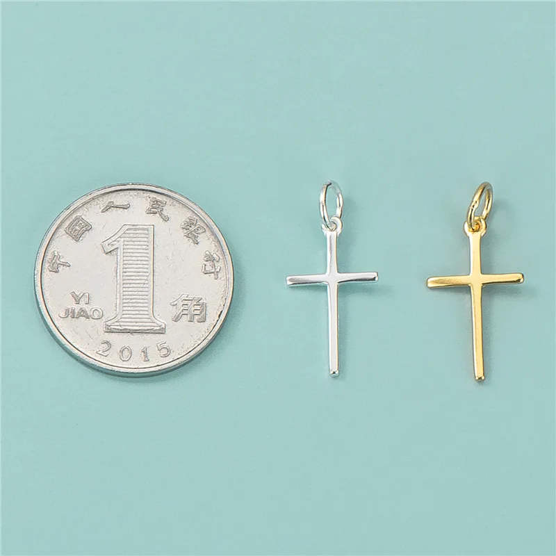 TrustDavis Real 925 Sterling Silver Fashion Faith Cross Charm Pendant Handmade DIY Accessories Fine Jewelry Wholesale HY421