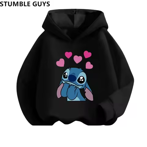 Stich Print Hoodies Casual Sweatshirt Stitch Anime Sonic Hoodie Y2k Sudadera Kids Day Gift Pokemoned Pullover Boy Girl Clothes