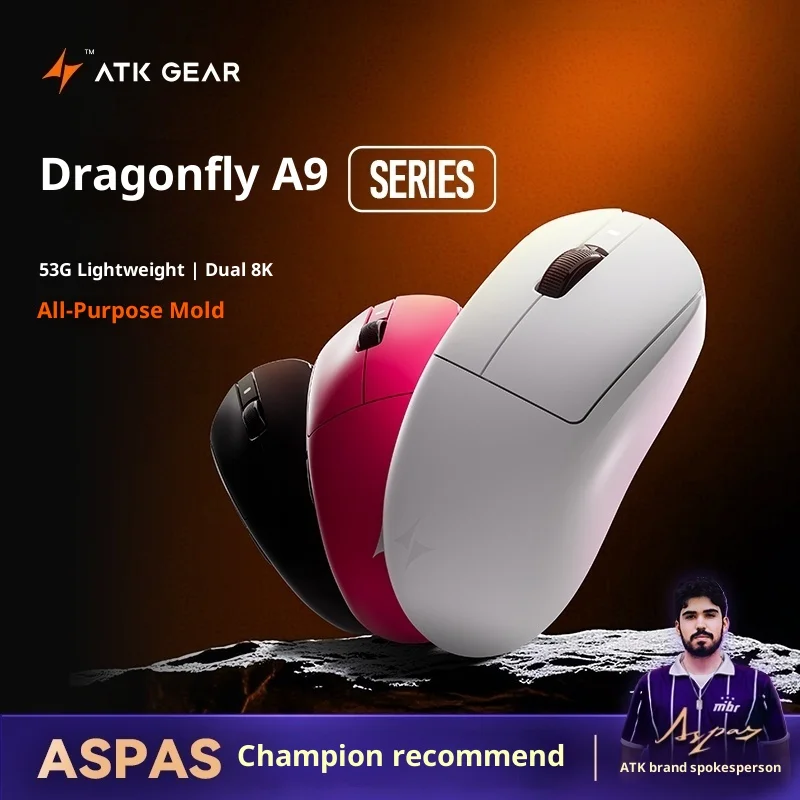 

Беспроводная Bluetooth-мышь Atk Dragonfly A9, эргономичный дизайн для игрового офиса, три режима, версия со звездной вспышкой, компьютерная периферия