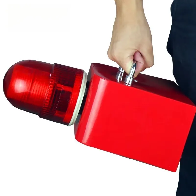 Portable Handheld Rechargeable LED Flashing Alarm Beacon Metal Siren Horn with Red LED Flashing for Warning Light