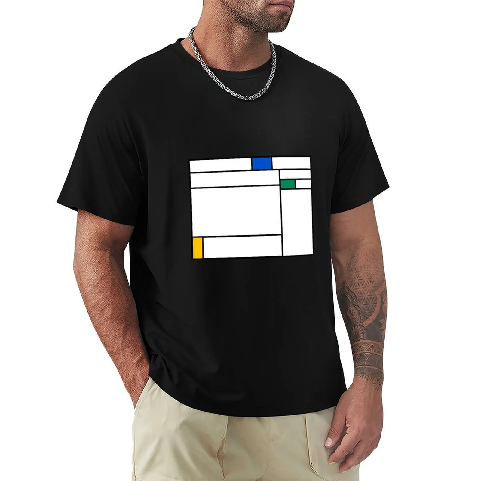 Issue Extraction: Mondrian T-Shirt Modern Print Casual T-Shirt
