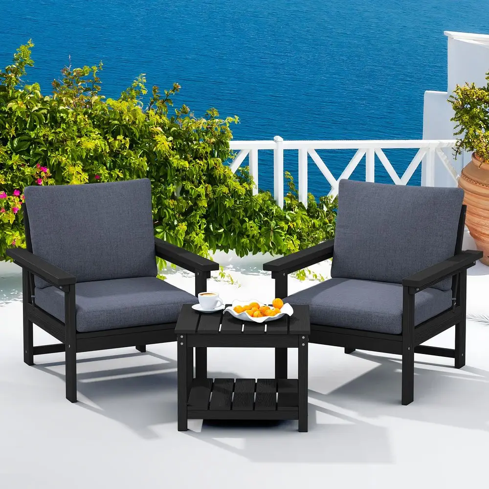 HDPE Patio Sofa Set, 3piece Sectional Outdoor Furniture Set, All Weather Outdoor Couch Set Patio Furniture Set for Deck, Lawn,