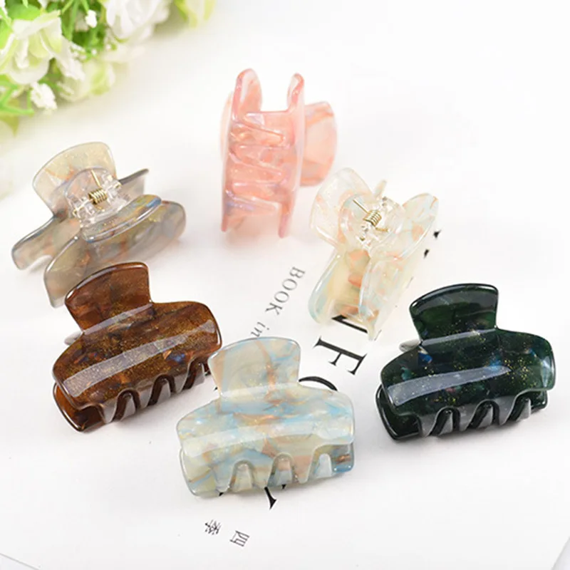 1 PC 2024 New High Quality Vintage Girls Small Hairpins Acetate Sheet Acrylic Crab Hair Claw Clips For Women Shark Accessories