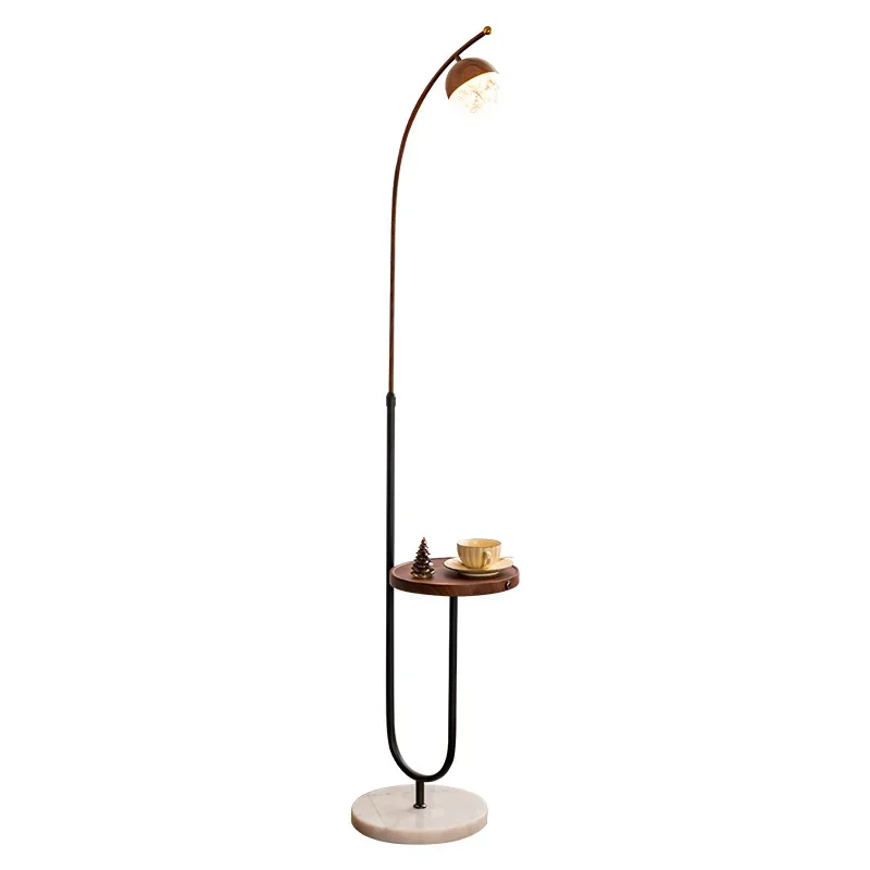 Medieval floor lamp, integrated rack next to the sofa in the living room, wireless charging, simple and light luxury in the