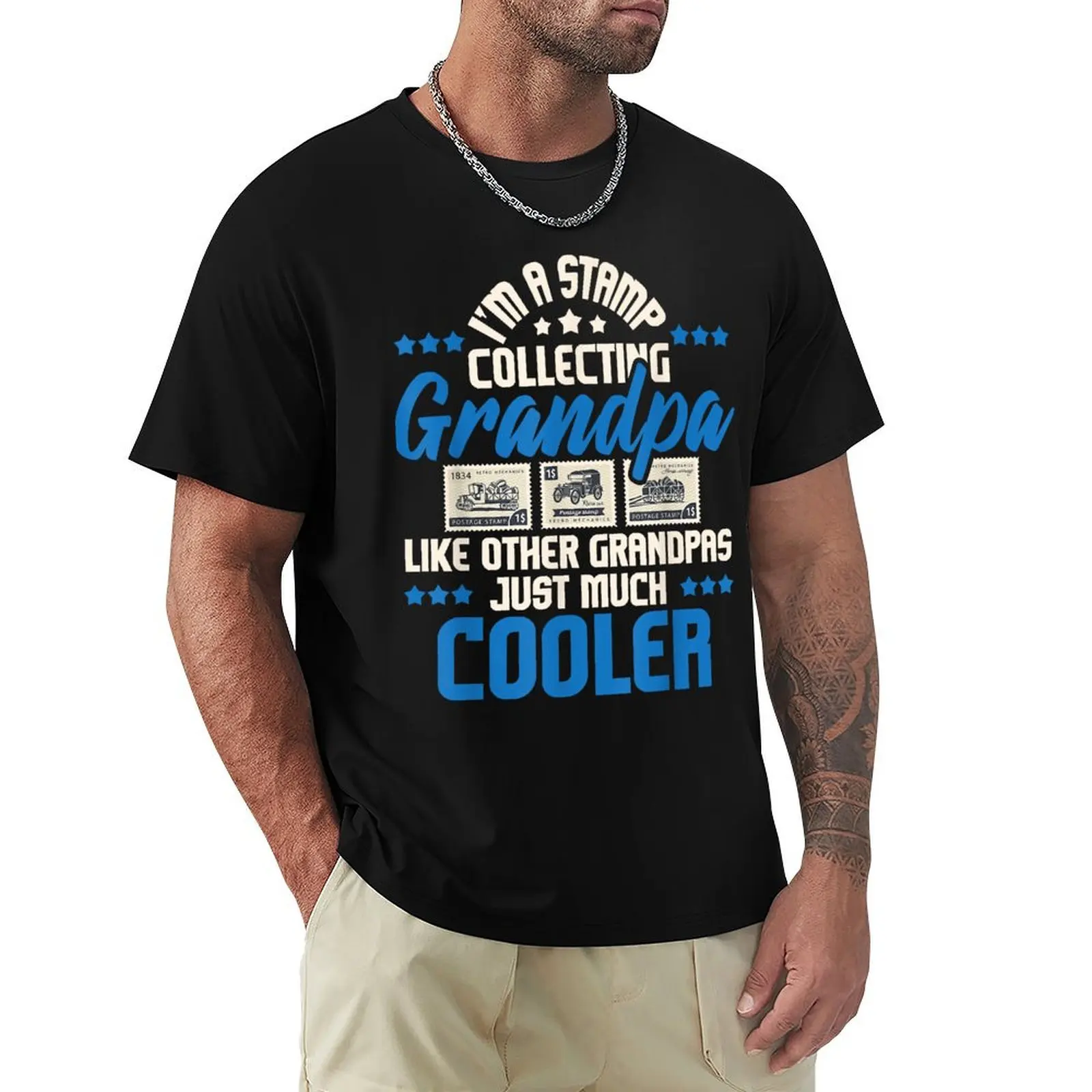 Stamp Collecting Grandpa - Stamps Collector Philatelist T-Shirt summer top vintage clothes oversized t shirt men