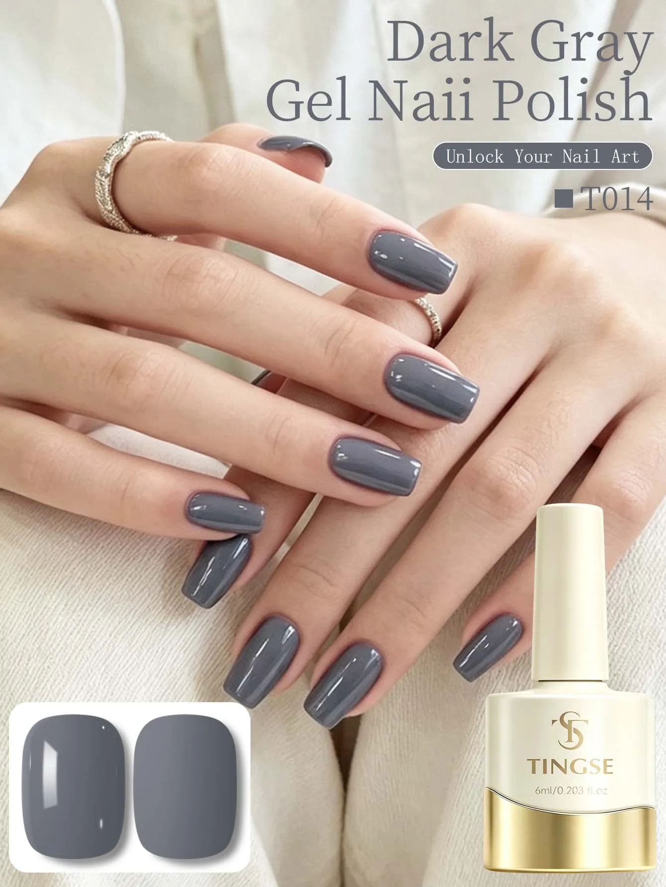 1pc 6ml Dark Gray Gel Nail Polish Starter Pure Soak Off No Wipe Nail Gel Polish Suitable For All Seasons