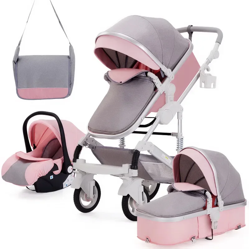 Poussette bébé High Landscape 3 en 1 avec siège auto, landau de voyage de luxe, siège auto nouveau-né, poussette bébé Cheshire, cadeaux pour 7 ans,