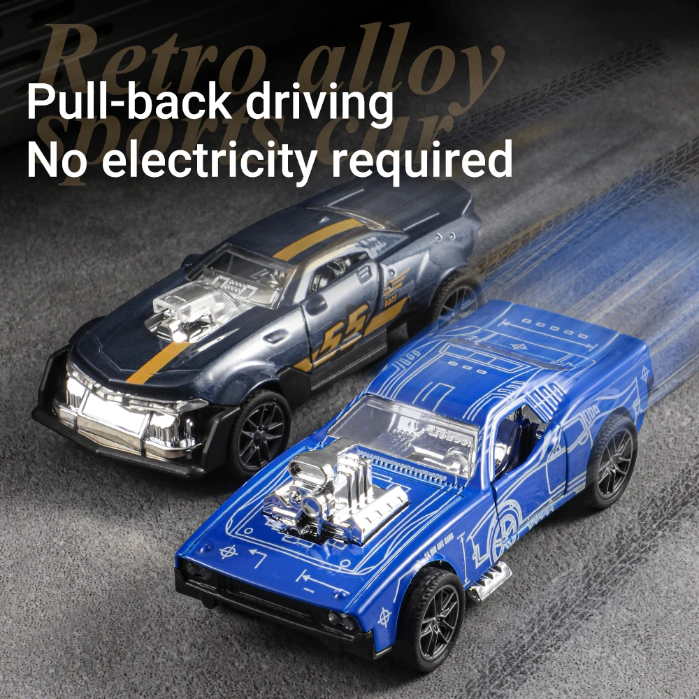 Simulazione 1: 43 Modello di auto in lega modificata vintage Pull-Back apribile Fonde sotto pressione Collezione di giocattoli Decorazione Giocattoli per regalo per bambini