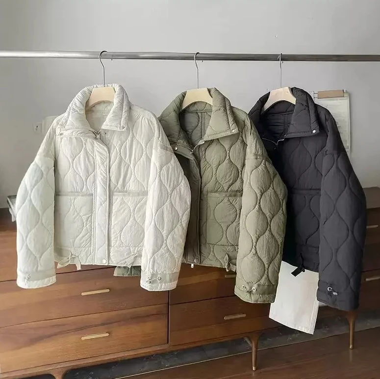 

Новое женское стеганое хлопковое пальто с лямками, повседневное теплое хлопковое пальто свободного силуэта