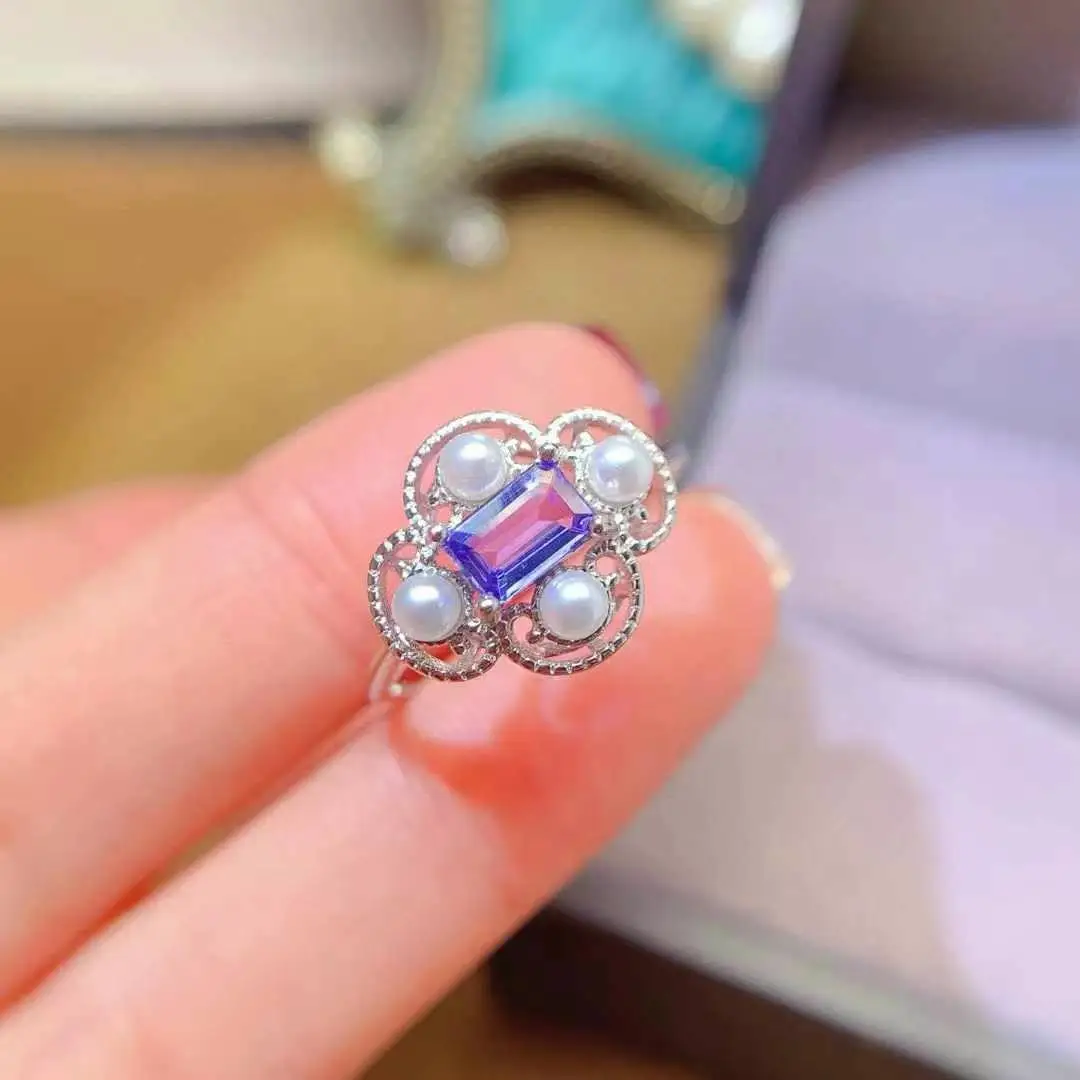 

Elegant Gift for Your loved Girl New Luxur 100% Real Natural Tanzanite Ring 925 Sterling Silver Delicate Women Ring Fine Jewelry