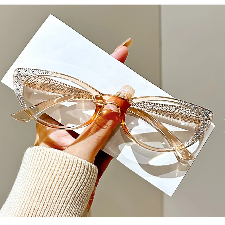 Katzenaugen-Lesebrille für Damen, Transparent, Bling, Anti-Blaulicht, Korrekturbrille mit Sehstärke +1,0 +1,5 +2,0 – Detail 10