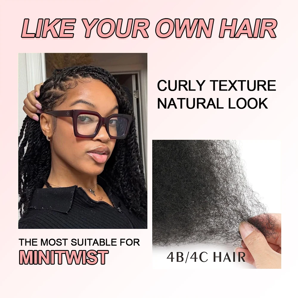 Snwprin 16 بوصة الأفرو غريب السائبة اللون الطبيعي 4C الشعر البشري لتضفير الشعر البرازيلي 100% الشعر البشري لملحقات Dreadlock #2