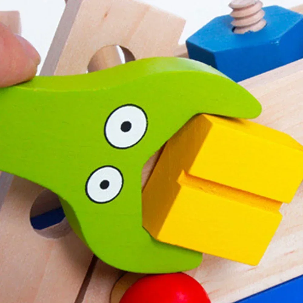 Kit d'outils de réparation en bois Panda, réparation amusante, mallette à outils pour enlever les écrous colorés, jouet éducatif d'apprentissage pour enfants