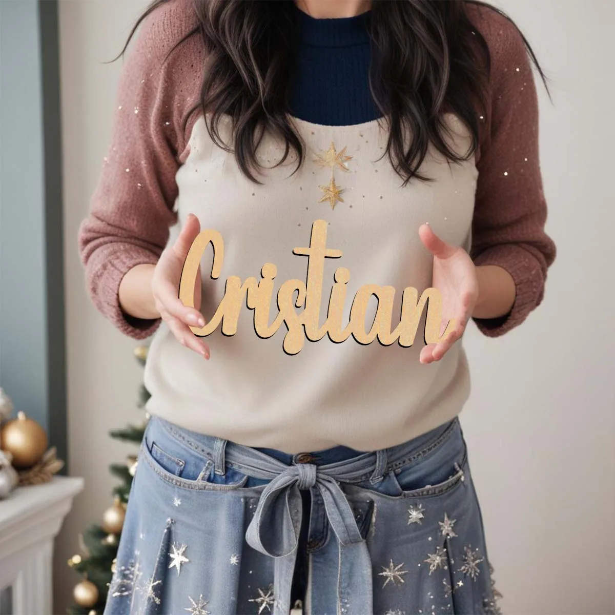 1pc NEW Cristian example Custom Text Laser-Cut Sign Wooden Plaque Wooden Decor Handcrafted with Elegant Cursive Lettering