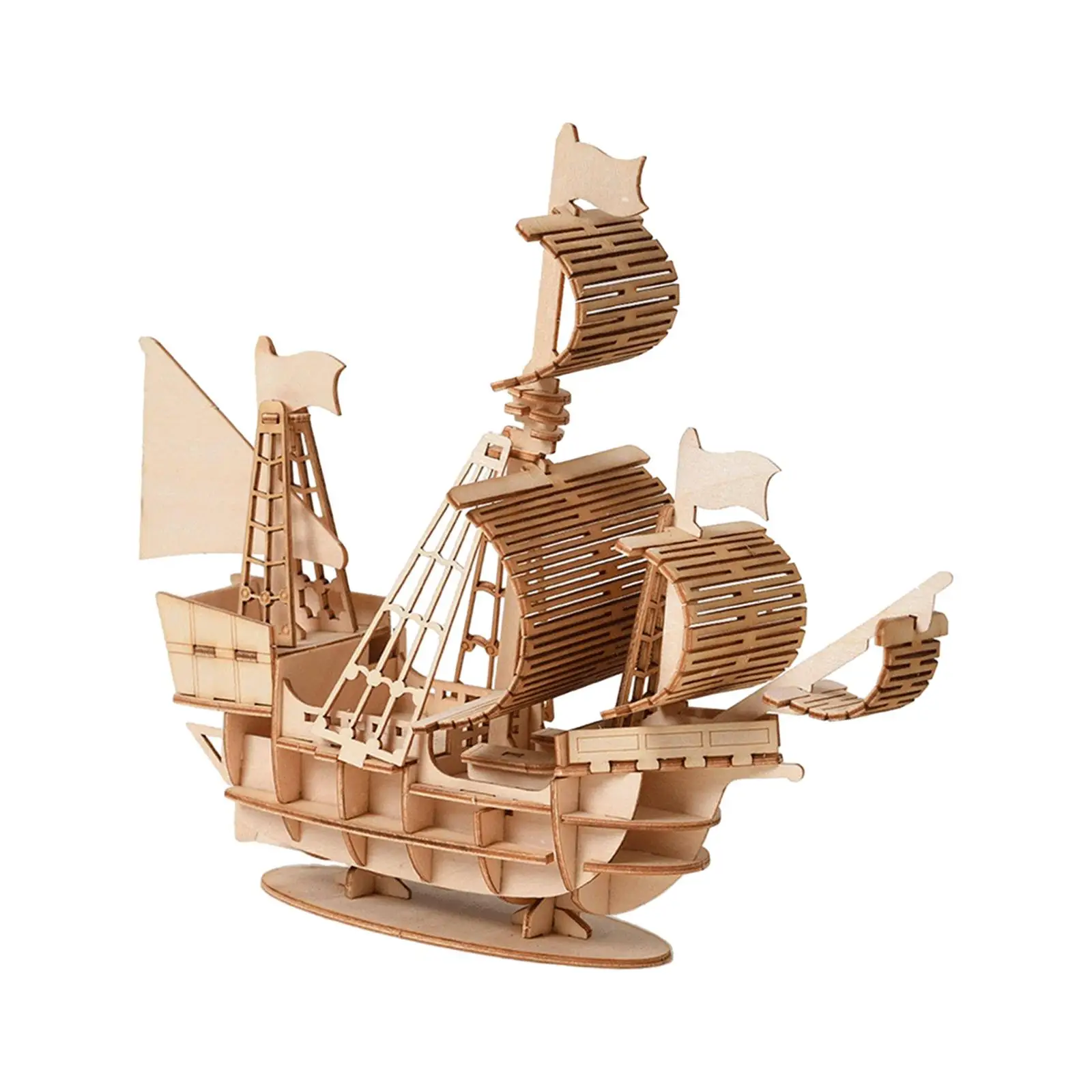 Puzzle Toy Wooden 3D Sailboat Puzzle Handcrafts Jigsaw Puzzle for Travel Study Living Room