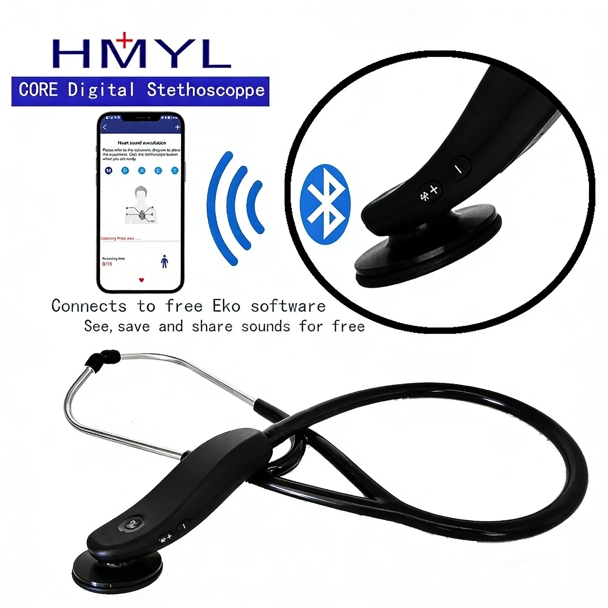 

Medical Electronic Stethoscope Bluetooth Wireless Connection Sharing Professional Multifunctional Smart Stethoscope for Doctors