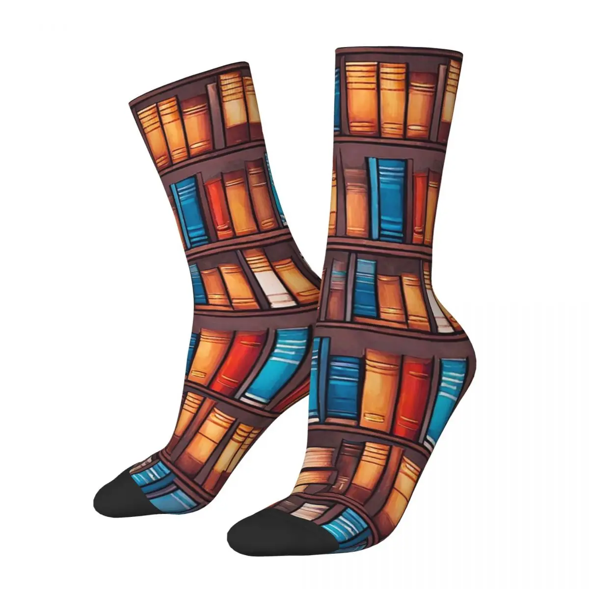 Seamless Bookshelf Pattern Socks Harajuku Super Soft Stockings All Season Long Socks Accessories for Unisex Christmas Gifts