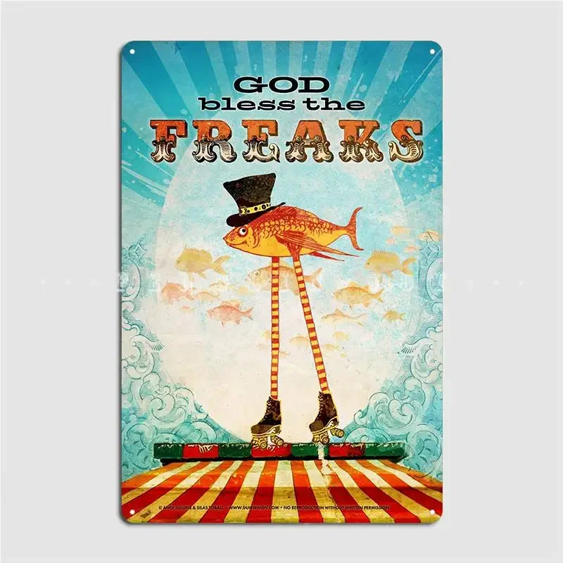 God Bless The Freaks Metal Sign Wall Decor Club Bar Classic Cinema Garage Tin Sign Poster
