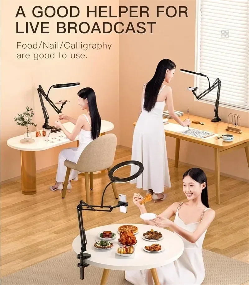 10 Inch (approximately 25.4 Cm) Circular Phone Holder for Recording Cooking Videos Live Streaming Drawing Painting Nails