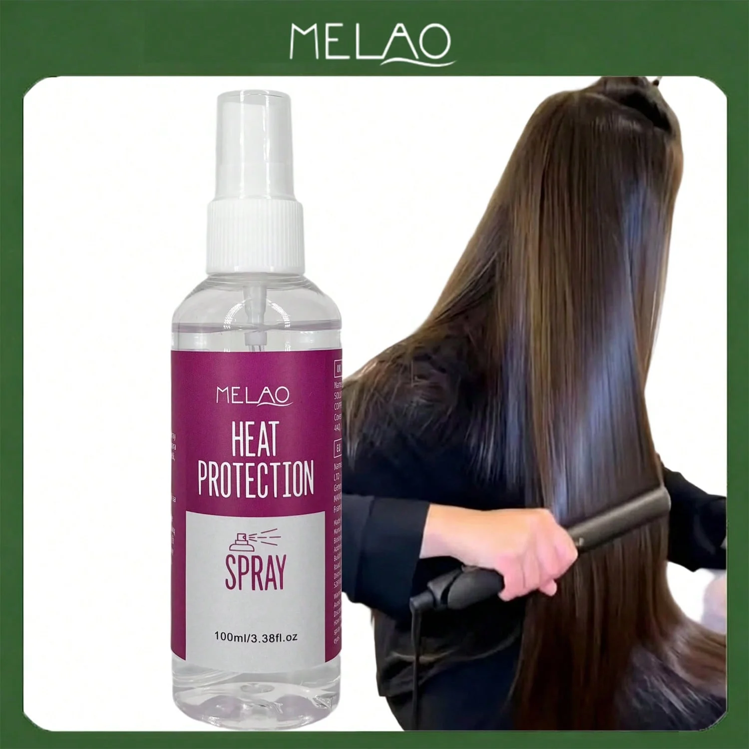 MELAO Heat Protectant Spray for Hair, Curling Iron & Flat Iron, Prevents Heat Damage, Adds Shine & Softness, Anti Frizz