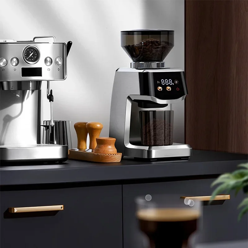 220V Touchscreen Electric Coffee Grinder with 35 Grind Settings, Customizable Dose, and Stainless Steel Burrs