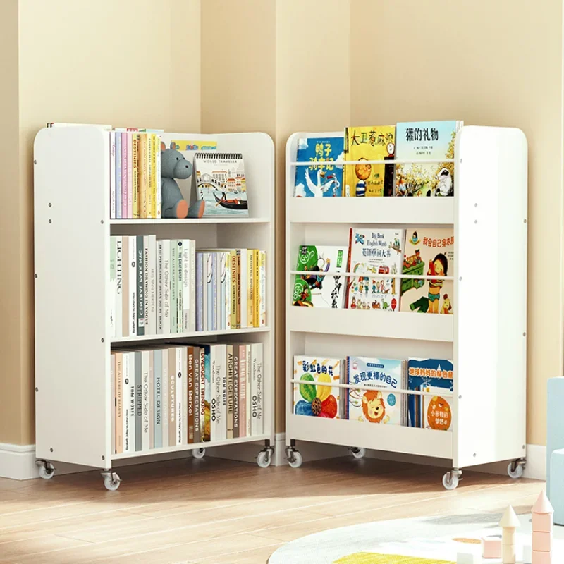 ZC Children's Bookcase Floor Storage Rack Double-Sided Storage Rack Reading Picture Book Rack Removable Bookcase